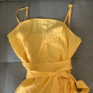Yellow Floral Wrap Dress